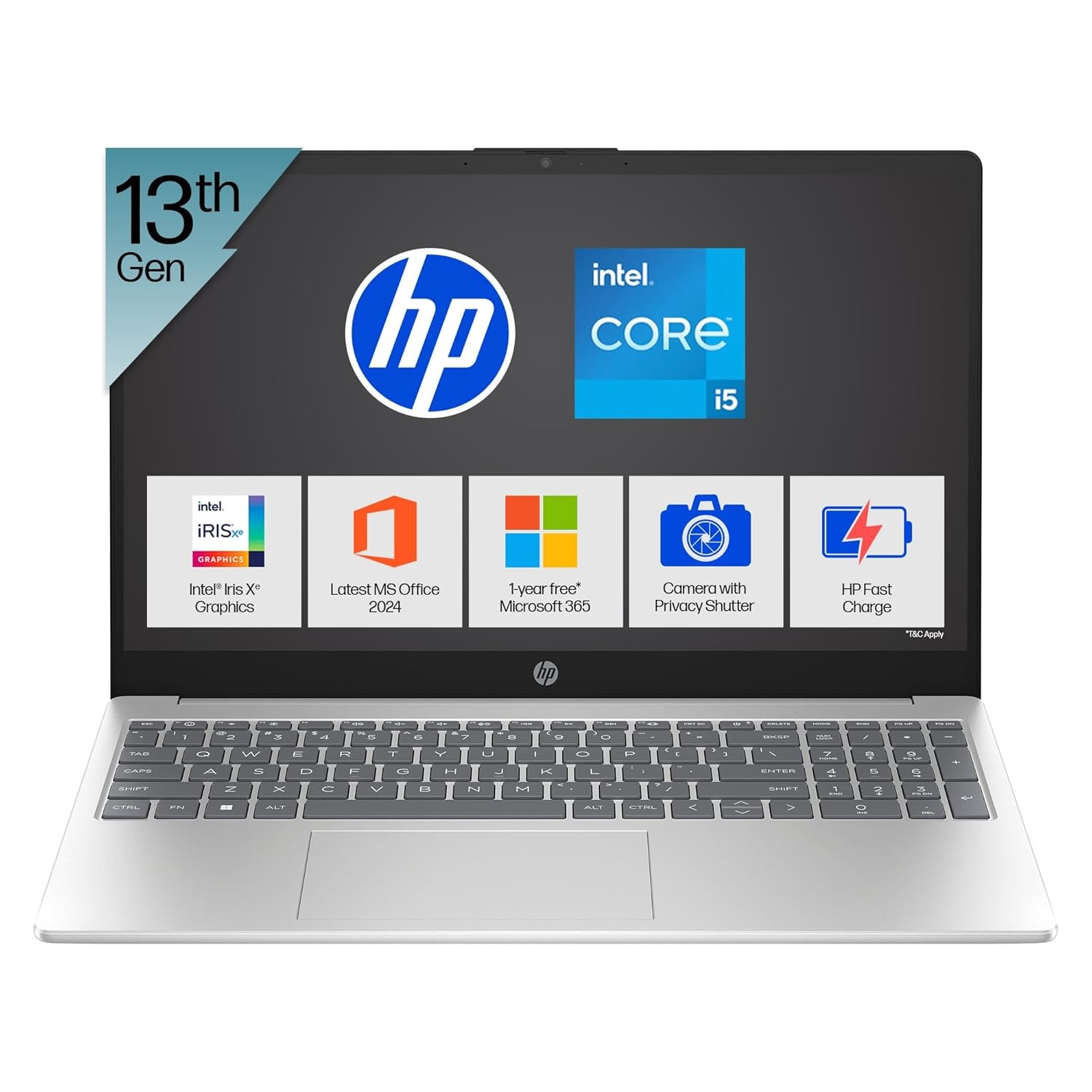 HP 15, 13th Gen Intel Core i5-1334U Laptop (12GB DDR4,512GB SSD) Anti-Glare,Micro-Edge,15.6''/39.6cm, FHD